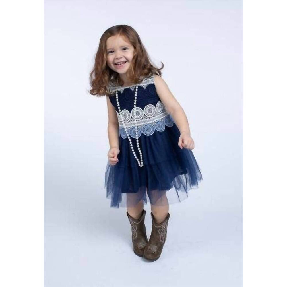 NEW DOE A DEAR girls lace top dress in blue